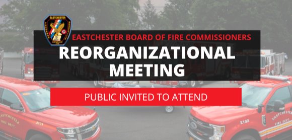 Display of fire trucks sign of public meeting