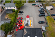 Aerial shot of a fire truck ladder